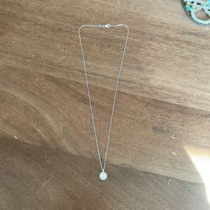 14k white gold necklace - pave diamonds around center diamond pendant